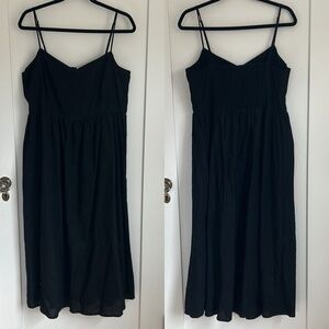 🪅H&M black linen sundress L smocked back spaghetti strap fully lined